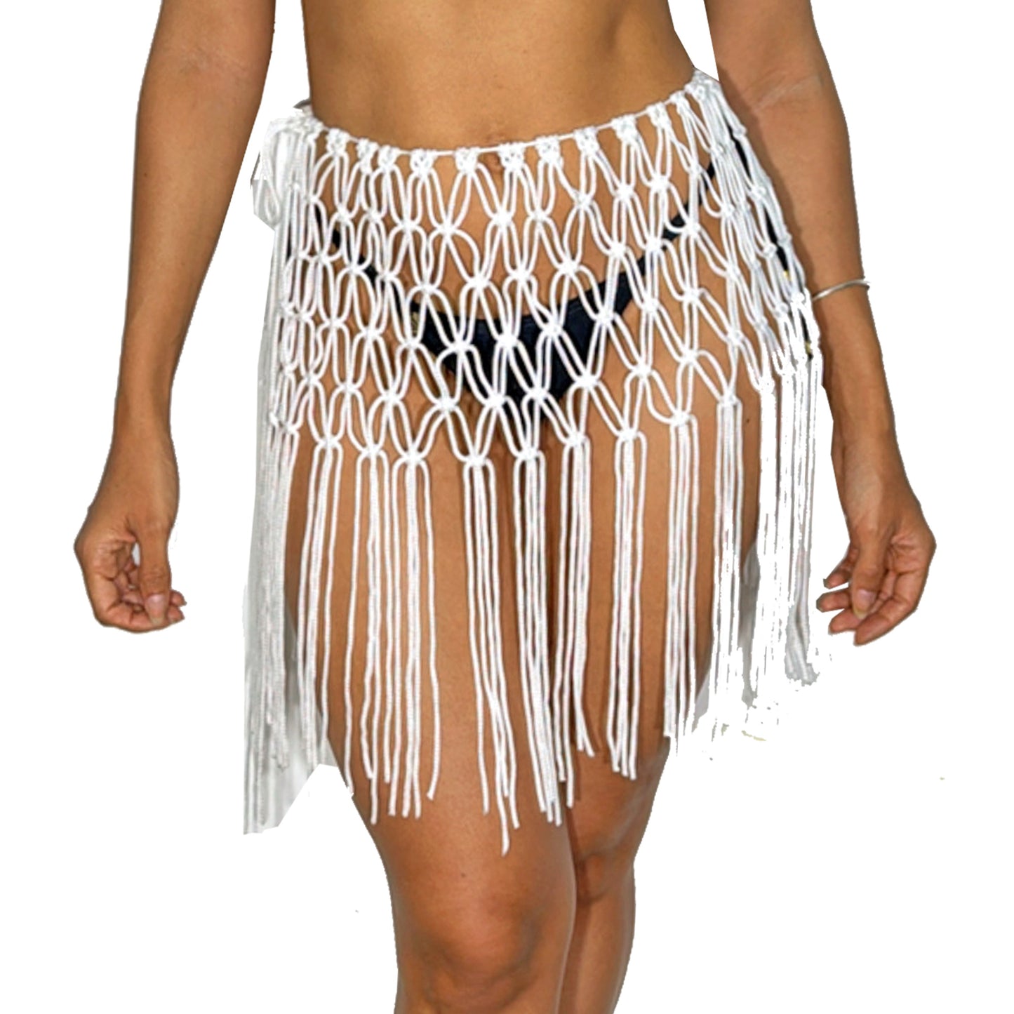 Pareo Falda PRAIE 2706Blanco Tejida Crochet Macramé