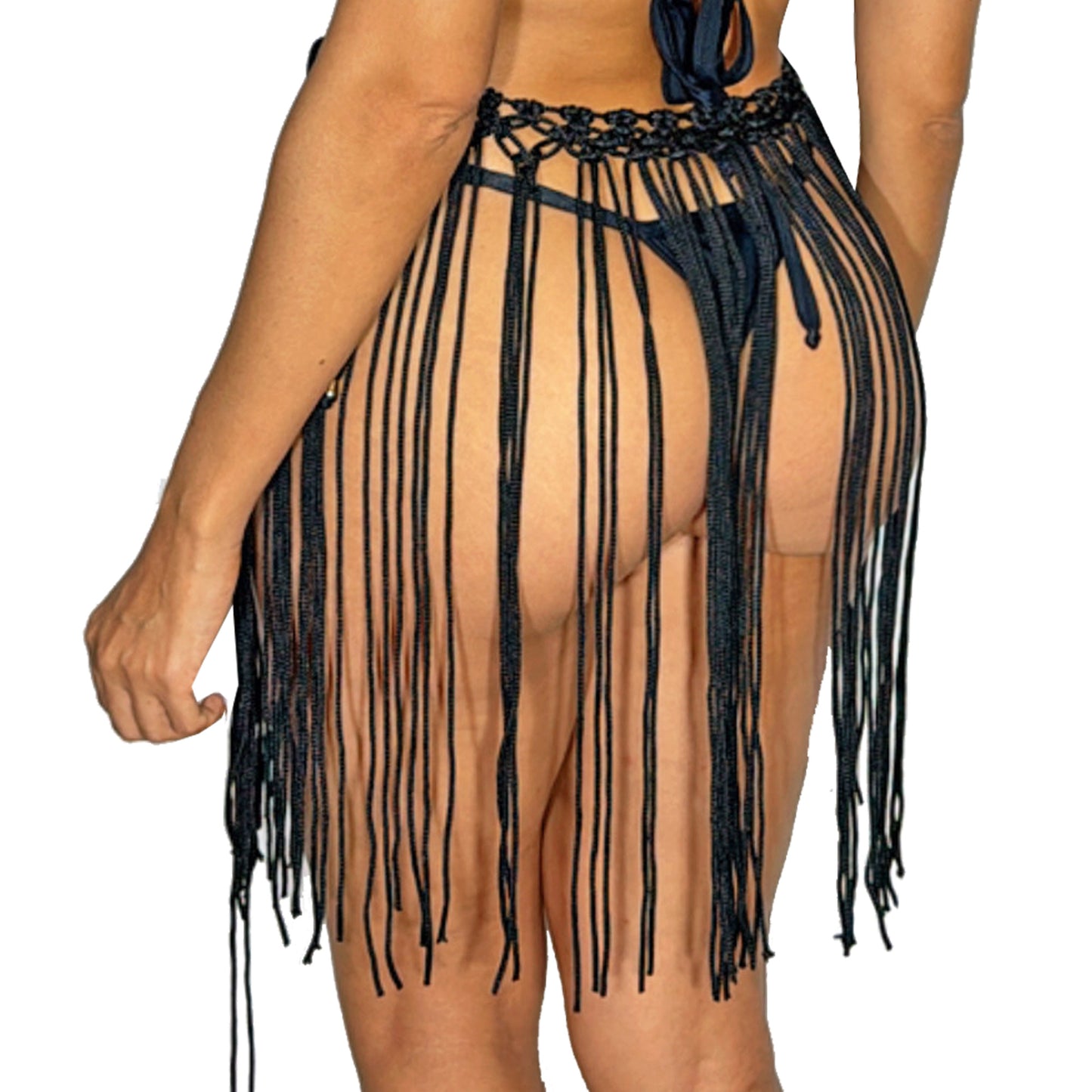 Pareo Falda PRAIE 2706Negro Tejida Crochet Macramé