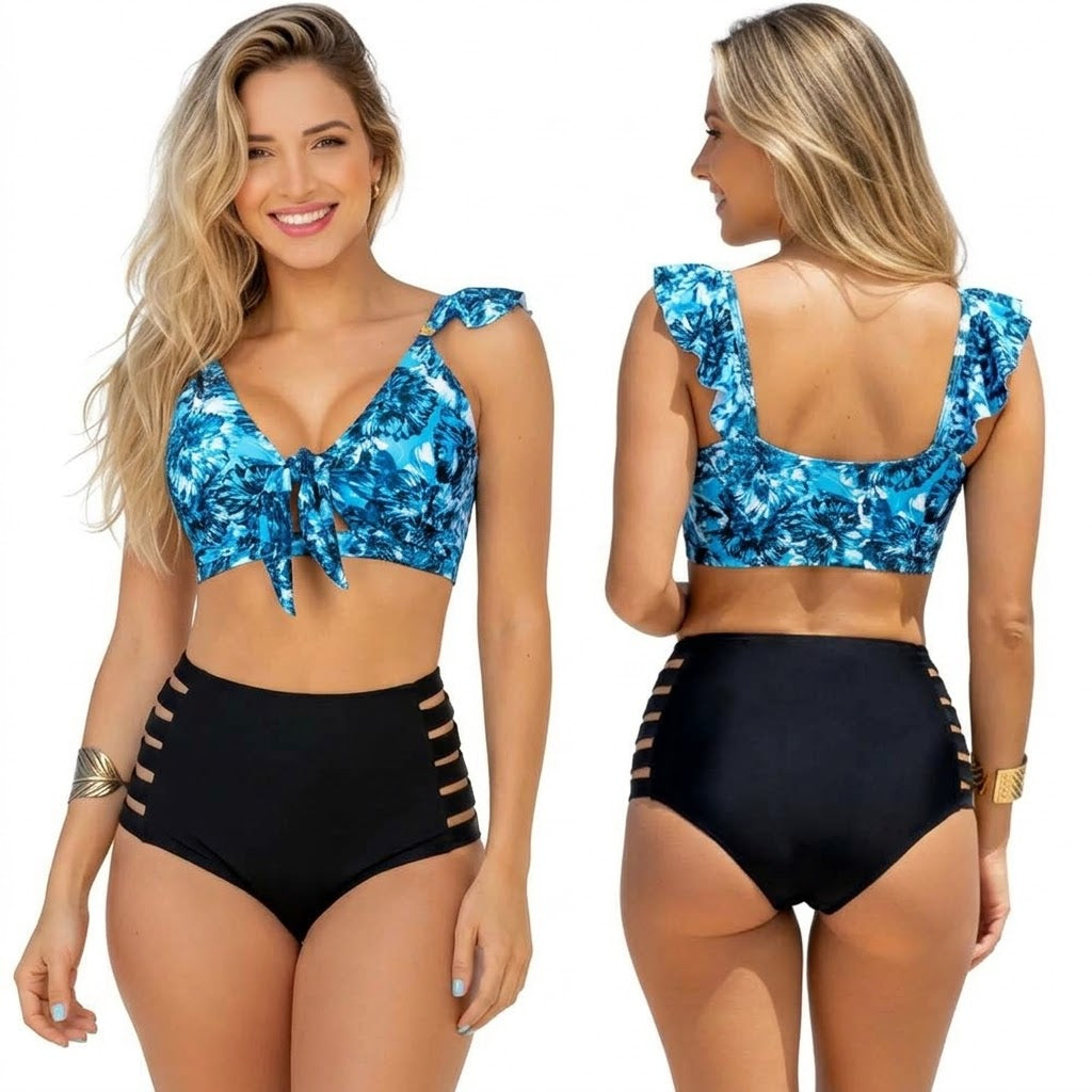 Vestido de Baño Bikini Panty Alto PRAIE 2711 Azul Control Abdomen