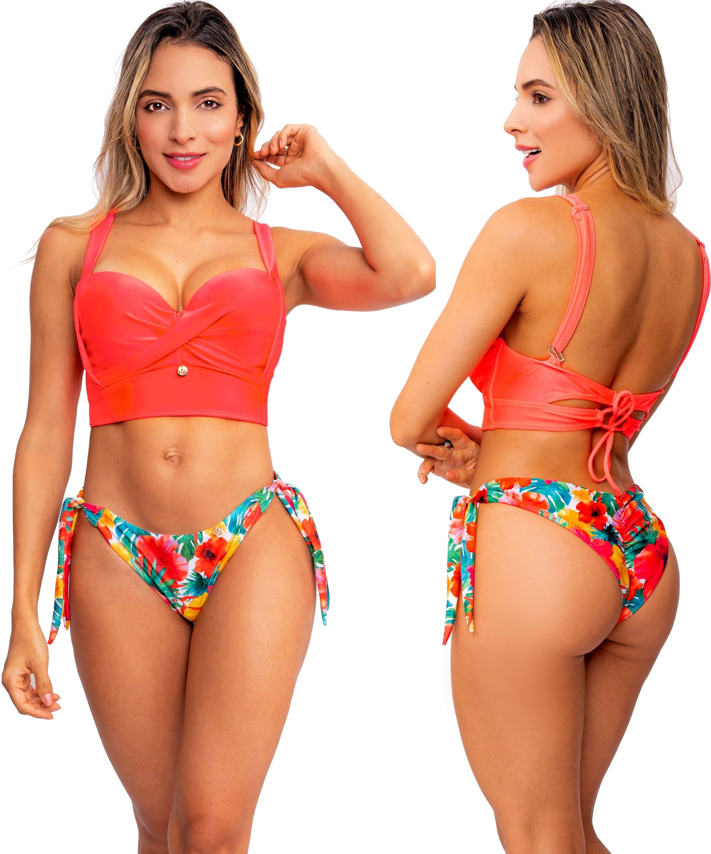 Panty de Vestido de baño PRAIE REF: 2217B Tropical Ajustable - Praie Vestidos de Baño