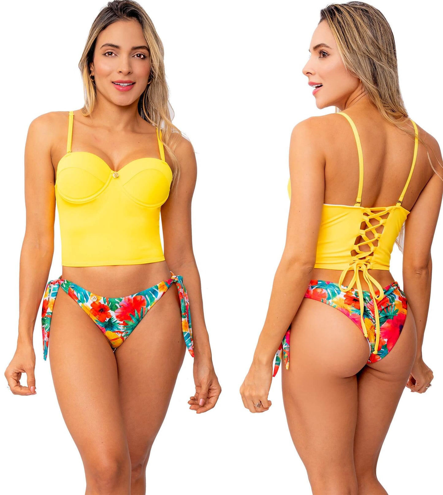 Panty de Vestido de baño PRAIE REF: 2217B Tropical Ajustable - Praie Vestidos de Baño