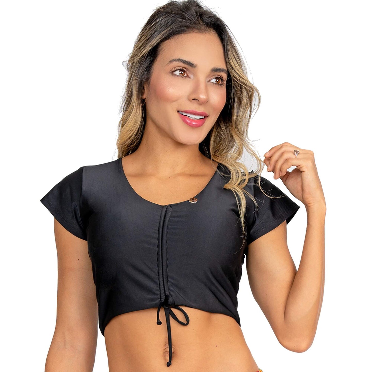 Top de Vestido de Baño PRAIE 2609A Manga Corta Ajustable - Praie Vestidos de Baño