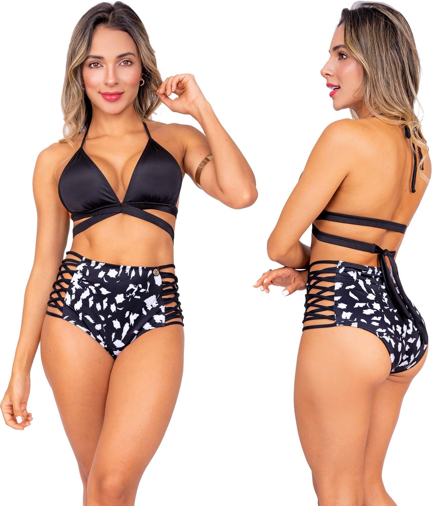 Panty Alto de Vestido de Baño PRAIE REF: 1710B Retro Manchas - Praie Vestidos de Baño
