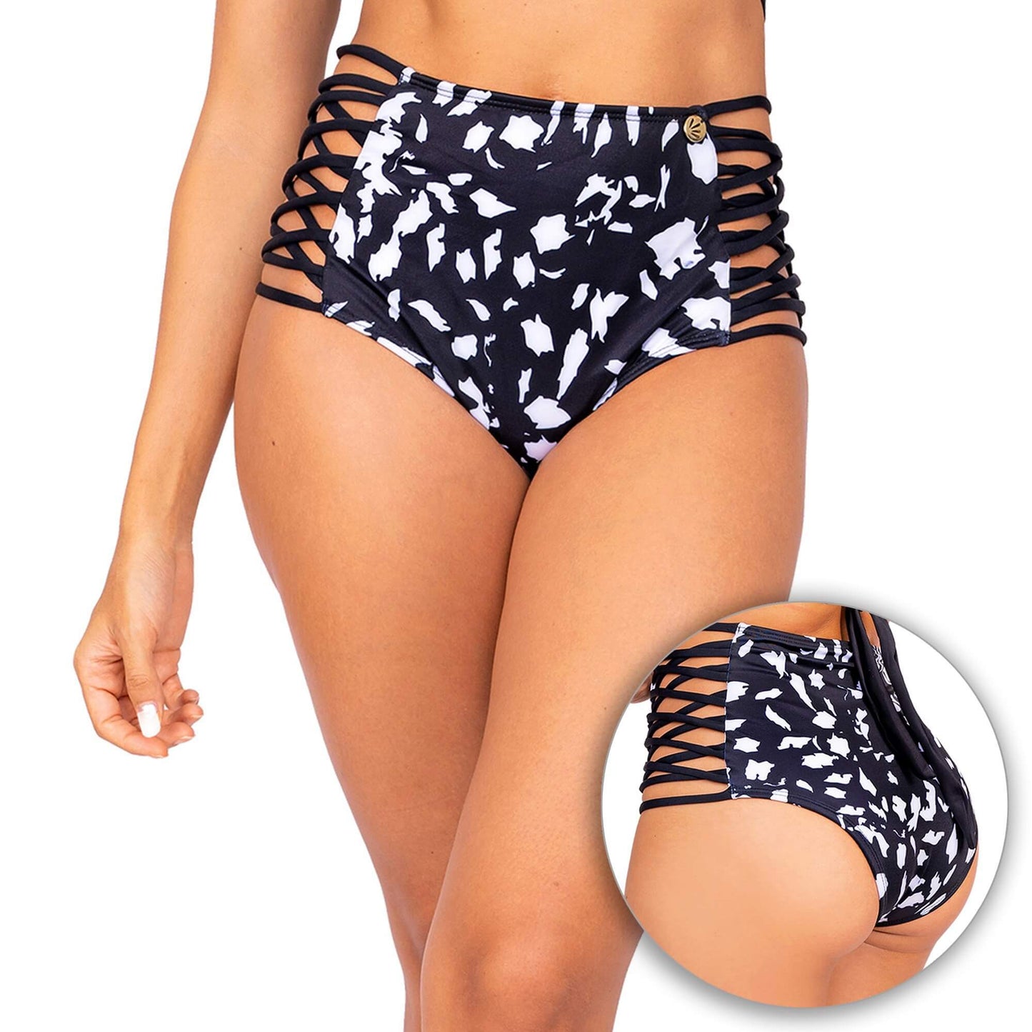 Panty Alto de Vestido de Baño PRAIE REF: 1710B Retro Manchas - Praie Vestidos de Baño