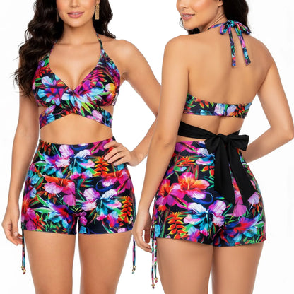 Vestido De Baño Bikini PRAIE 1704 Top Doble Faz Short Control