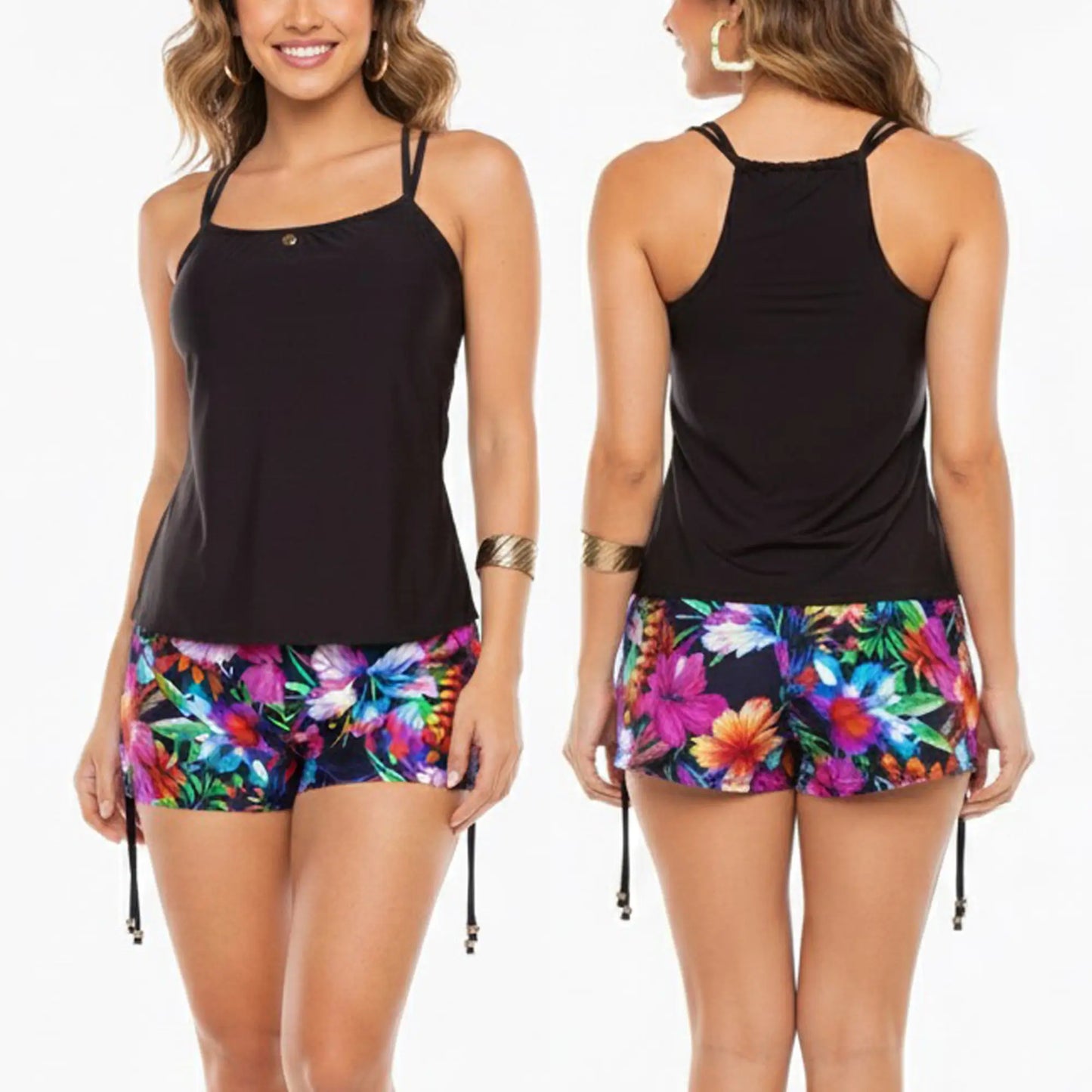Vestido De Baño Tankini PRAIE 1721 Blusa y Short Control