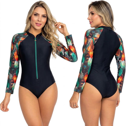 Vestido De Baño Enterizo De Manga Larga PRAIE 1812 Plumas
