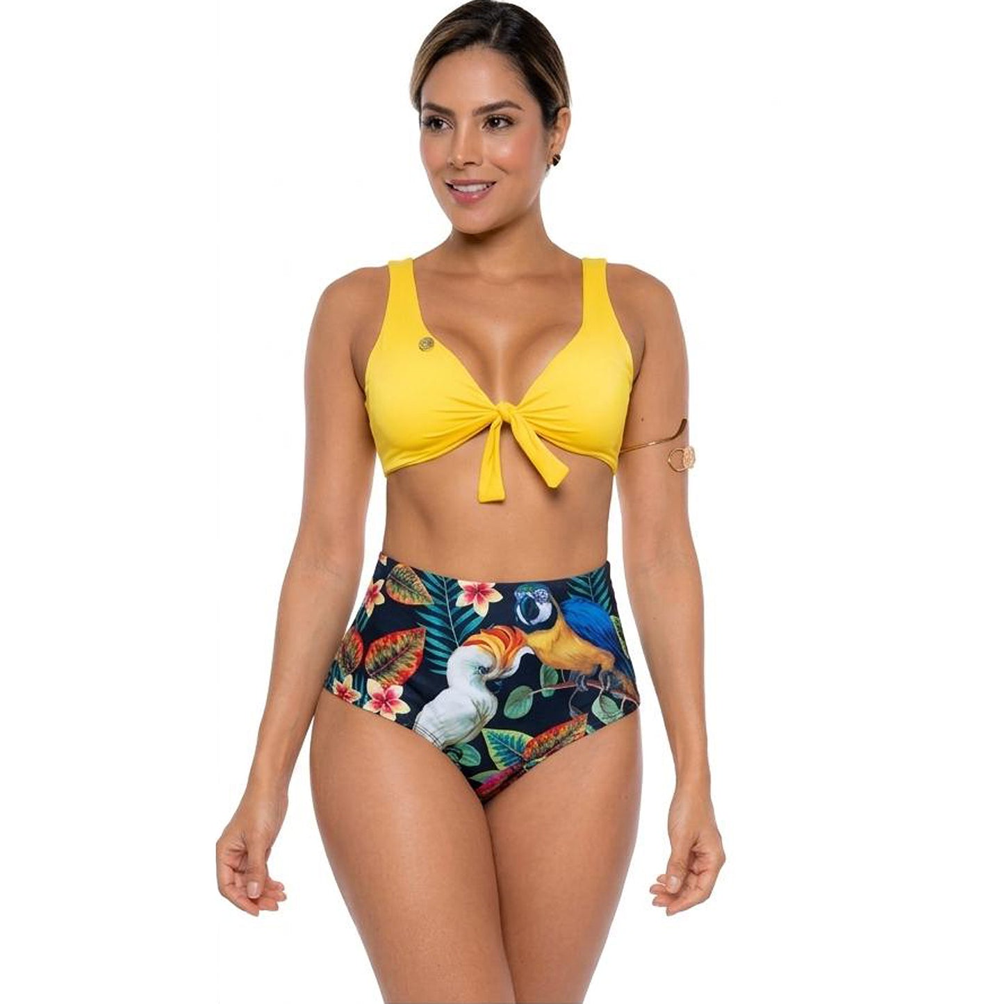 Vestido De Baño Bikini De Panty Alto Control Abdomen Praie 2030 Amarillo