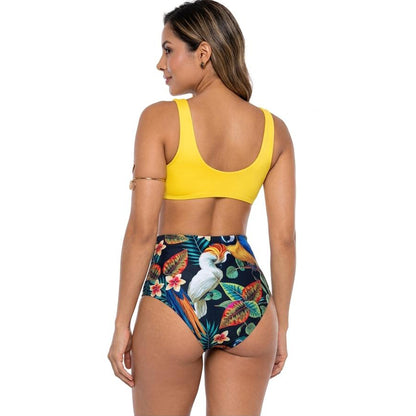 Vestido De Baño Bikini De Panty Alto Control Abdomen Praie 2030 Amarillo