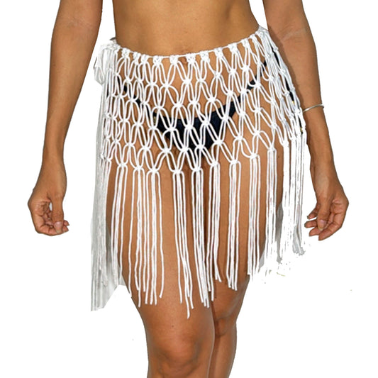 Pareo Falda PRAIE 2706Blanco Tejida Crochet Macramé