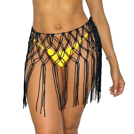 Pareo Falda PRAIE 2706Negro Tejida Crochet Macramé