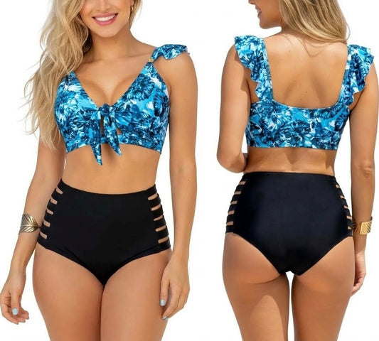 Vestido de Baño Bikini Panty Alto PRAIE 2711 Azul Control Abdomen