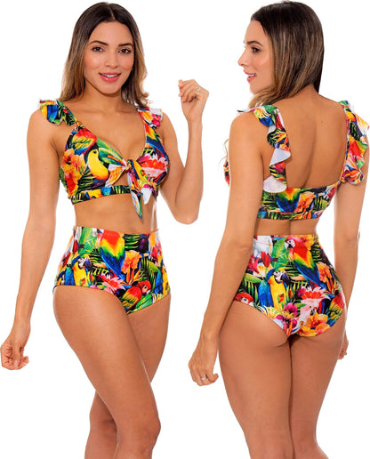 Vestido de Baño Bikini Panty Alto PRAIE 2012 Amarillo Control Abdomen