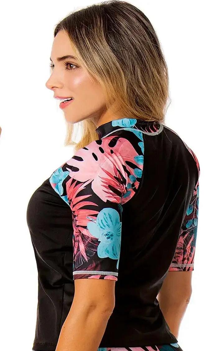 Camiseta de Vestido de Baño Manga Larga 2424A Turquesa Blusa 3/4