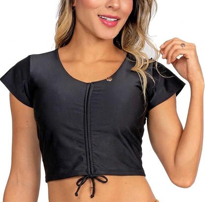 Top de Vestido de Baño PRAIE 2609A Manga Corta Ajustable