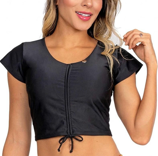 Top de Vestido de Baño PRAIE 2609A Manga Corta Ajustable