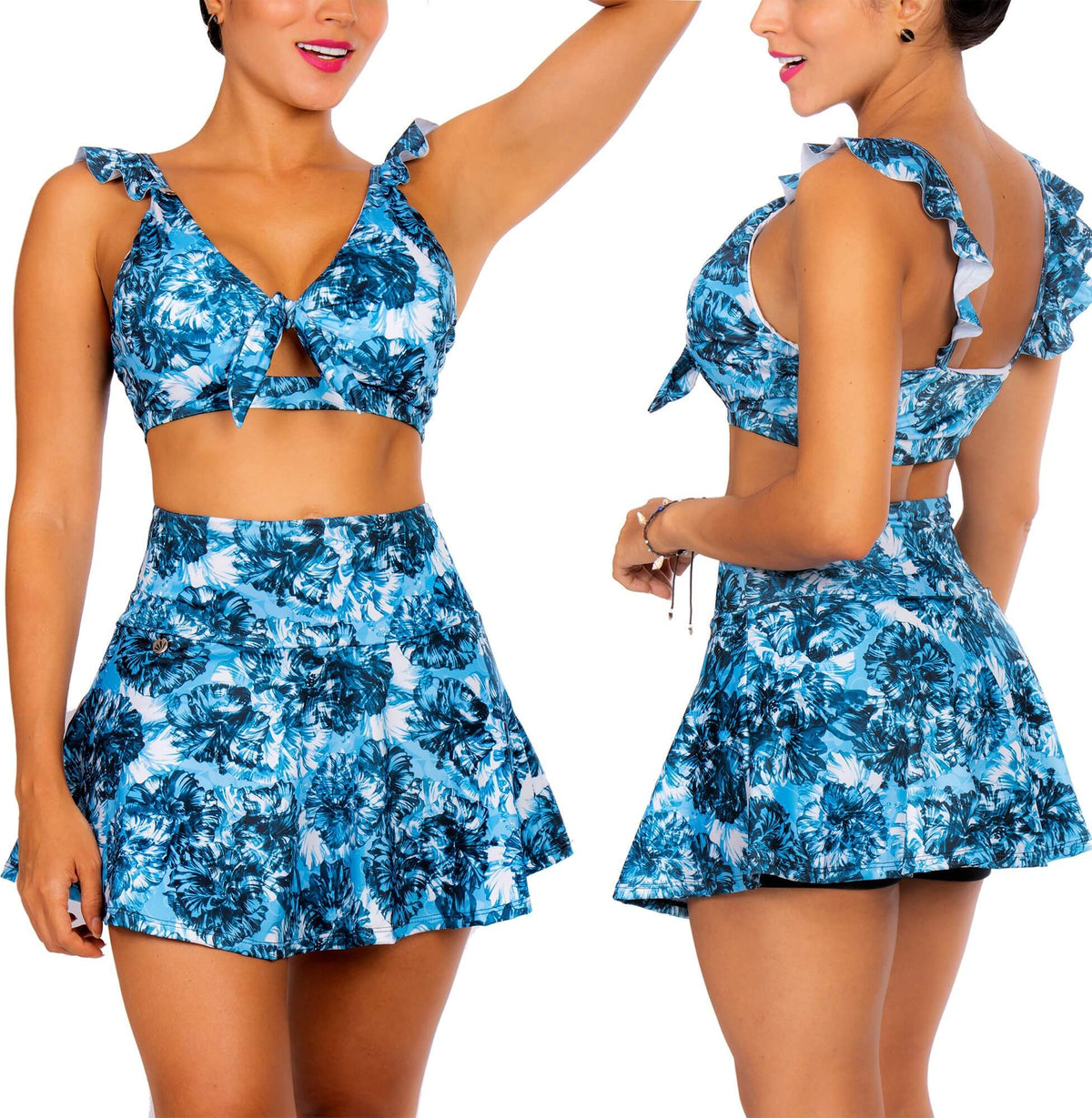 Top De Vestido De Baño PRAIE 2012AAzul Flores Boleros - Praie Vestidos de Baño