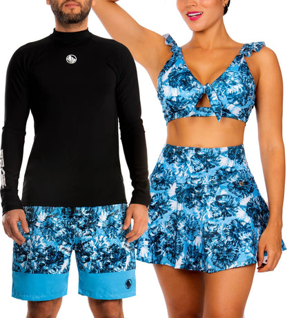 Top De Vestido De Baño PRAIE 2012AAzul Flores Boleros - Praie Vestidos de Baño