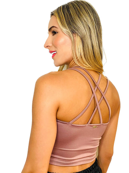 Blusa PRAIE REF: BL003 Cafe Venecia Crop Top Mujer - Praie Vestidos de Baño