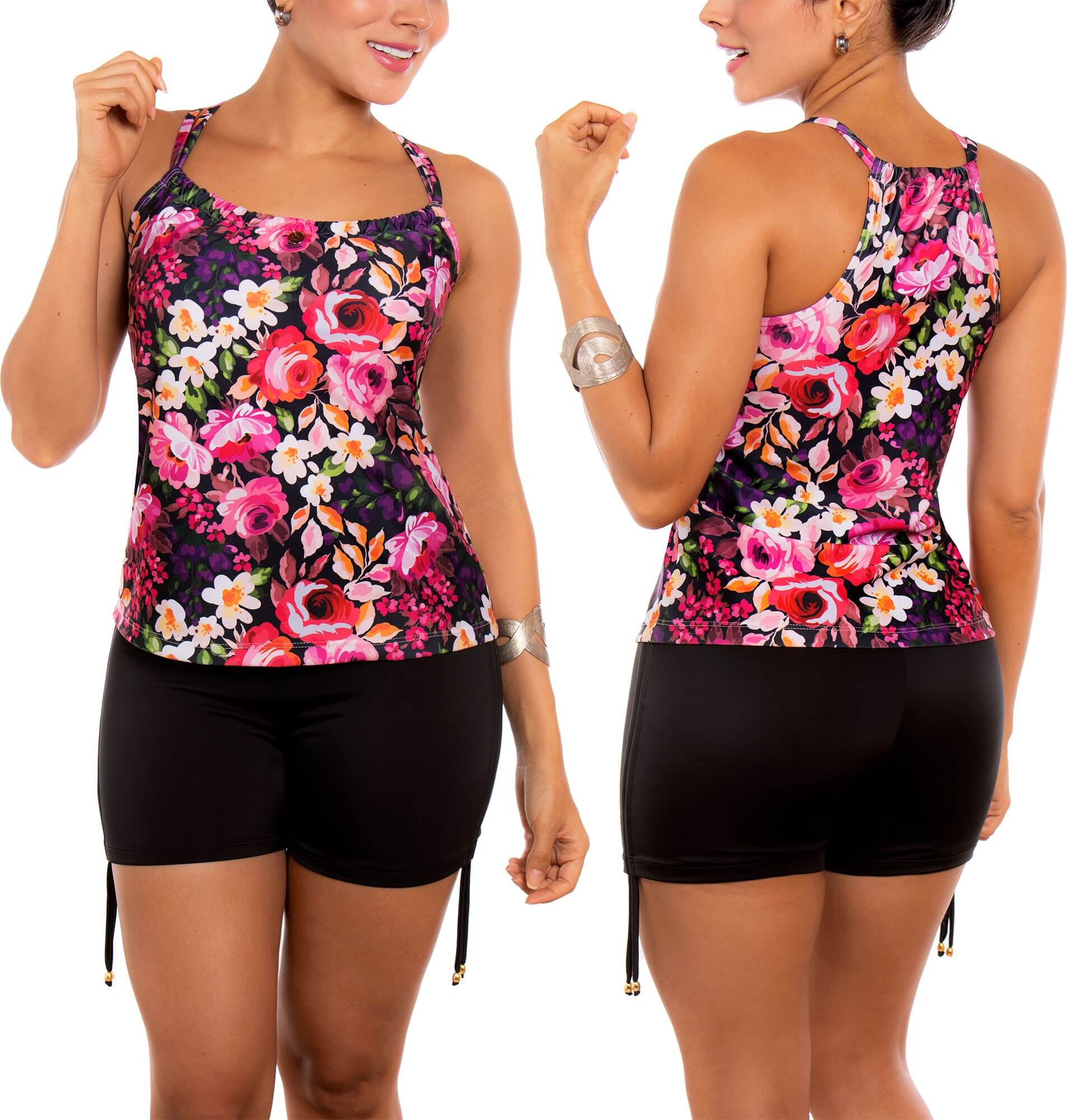 Blusa Trajes De Baño Tipo Short Para Mujeres Panty Alto Vestido