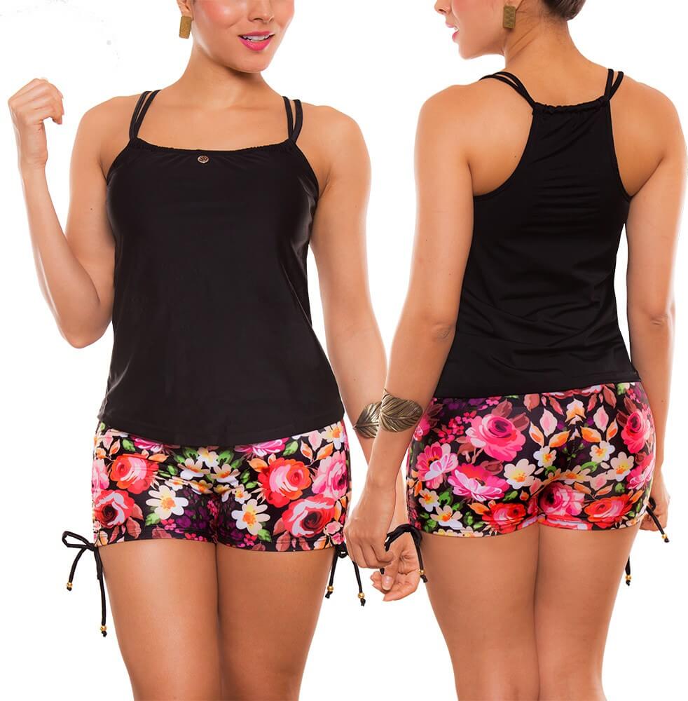 Crop Top Vestidos De Baño Con Pantaloneta Crop Top Traje De Baño