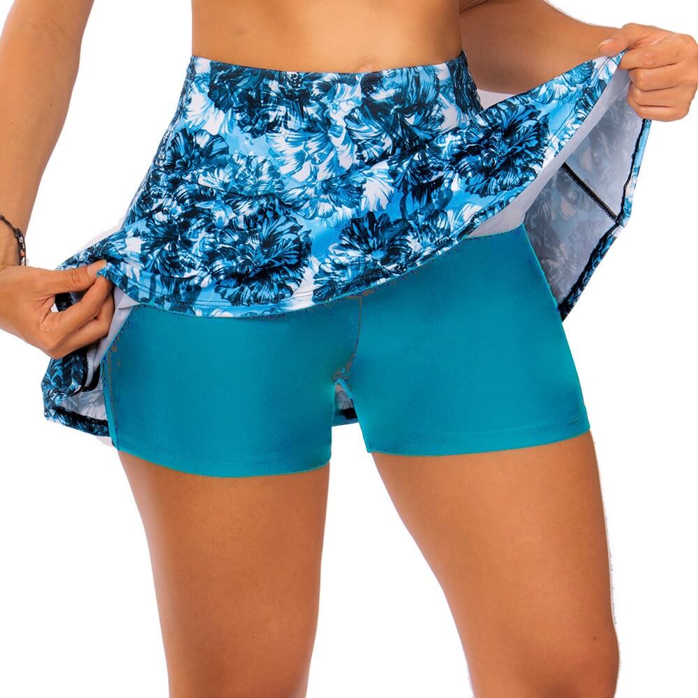 Panty Alto De Vestido De Baño Praie 0003 Falda Short Control Flores - Praie Vestidos de Baño