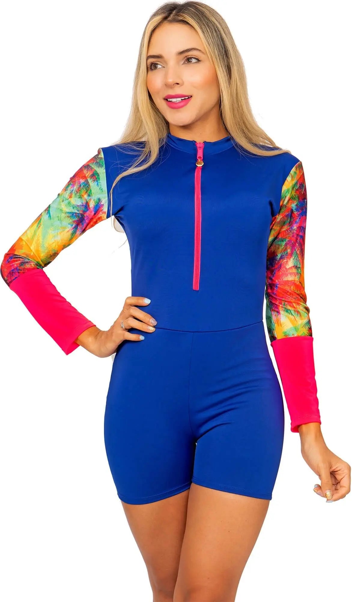 Vestido de Baño Enterizo PRAIE REF: 2331Azul Manga Larga Short Control Praie Vestidos de Baño