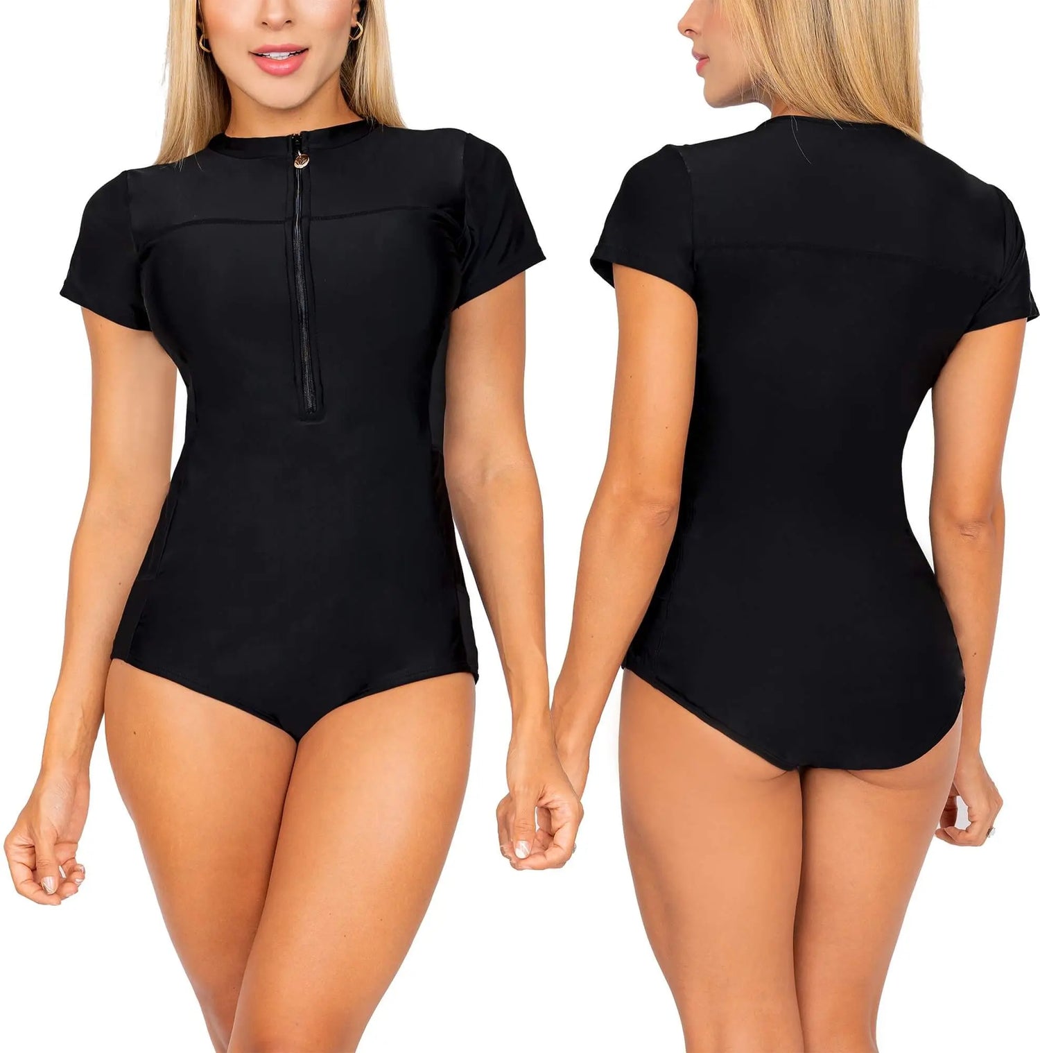 Vestidos De Baño Trajes Enterizos Manga Corta De Cierre 2023 Praie Vestidos de Baño