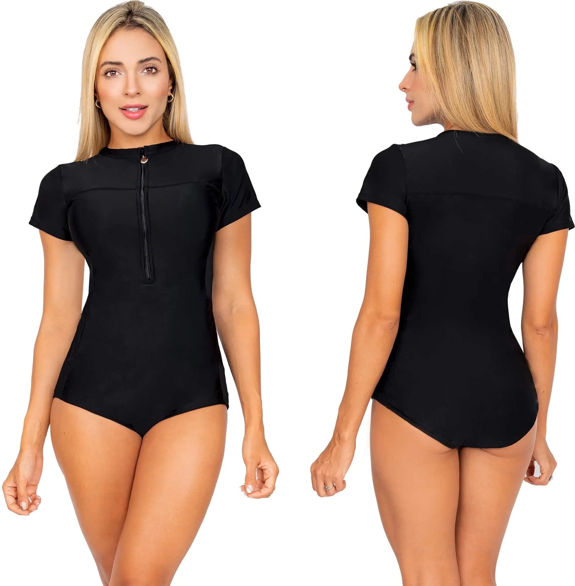 Vestidos De Baño Trajes Enterizos Manga Corta De Cierre 2023 Praie Vestidos de Baño