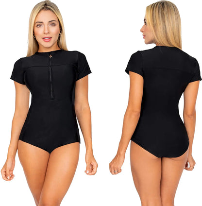 Vestidos De Baño Trajes Enterizos Manga Corta De Cierre 2023 Praie Vestidos de Baño
